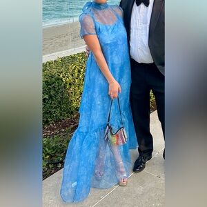 STAUD Sheer Blue Maxi Dress